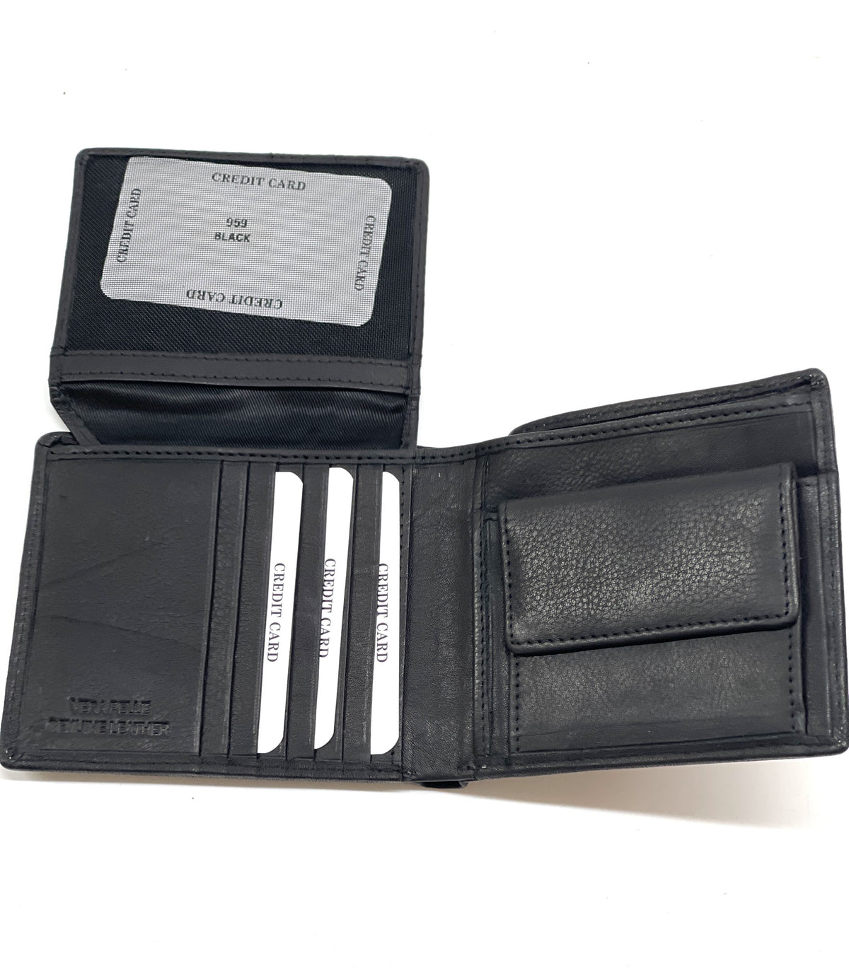 HE460 Black Coin Flap Bifold Wallet