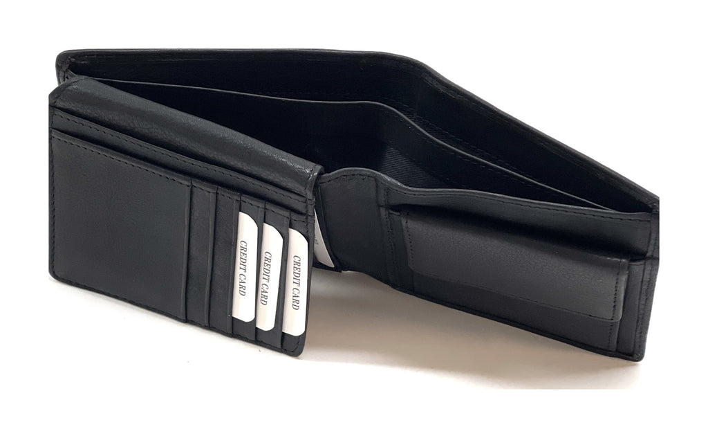 HE460 Black Coin Flap Bifold Wallet