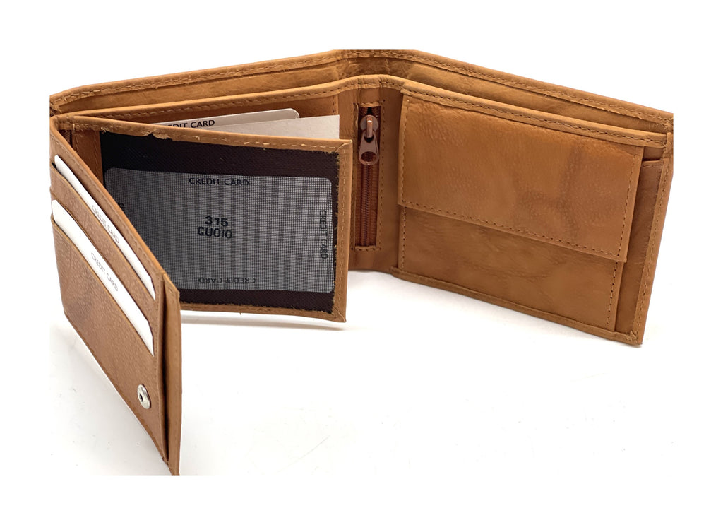 HE461 Tan Washed Bifold Wallet