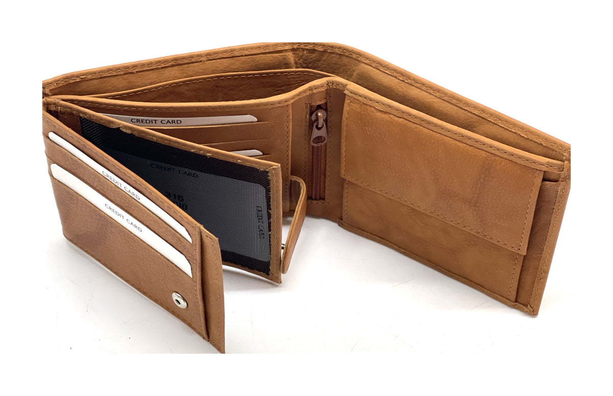 HE461 Tan Washed Bifold Wallet
