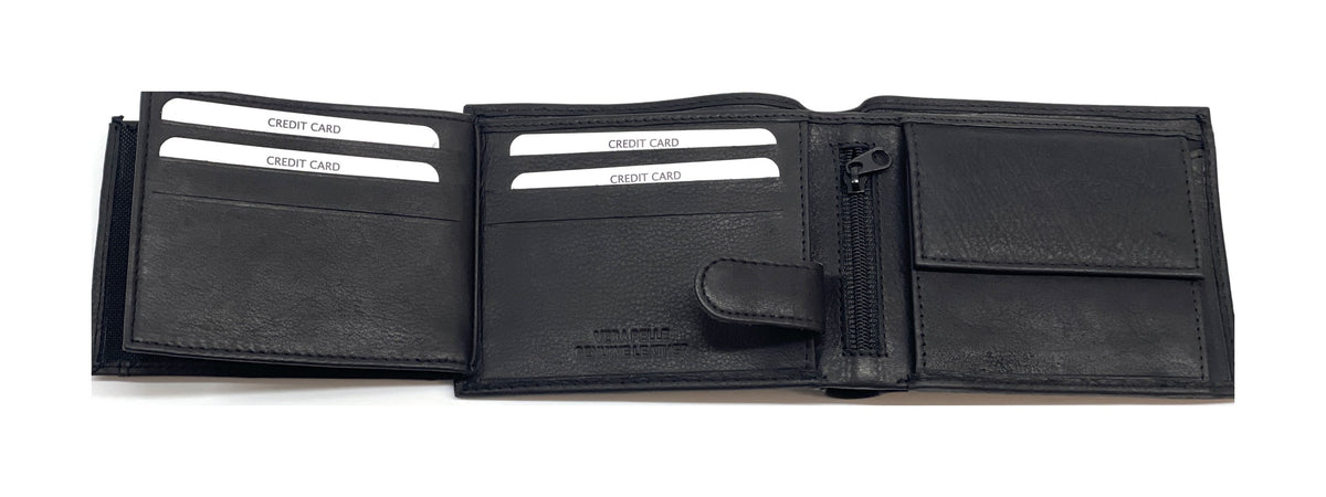 HE463 Black Washed Bifold Wallet