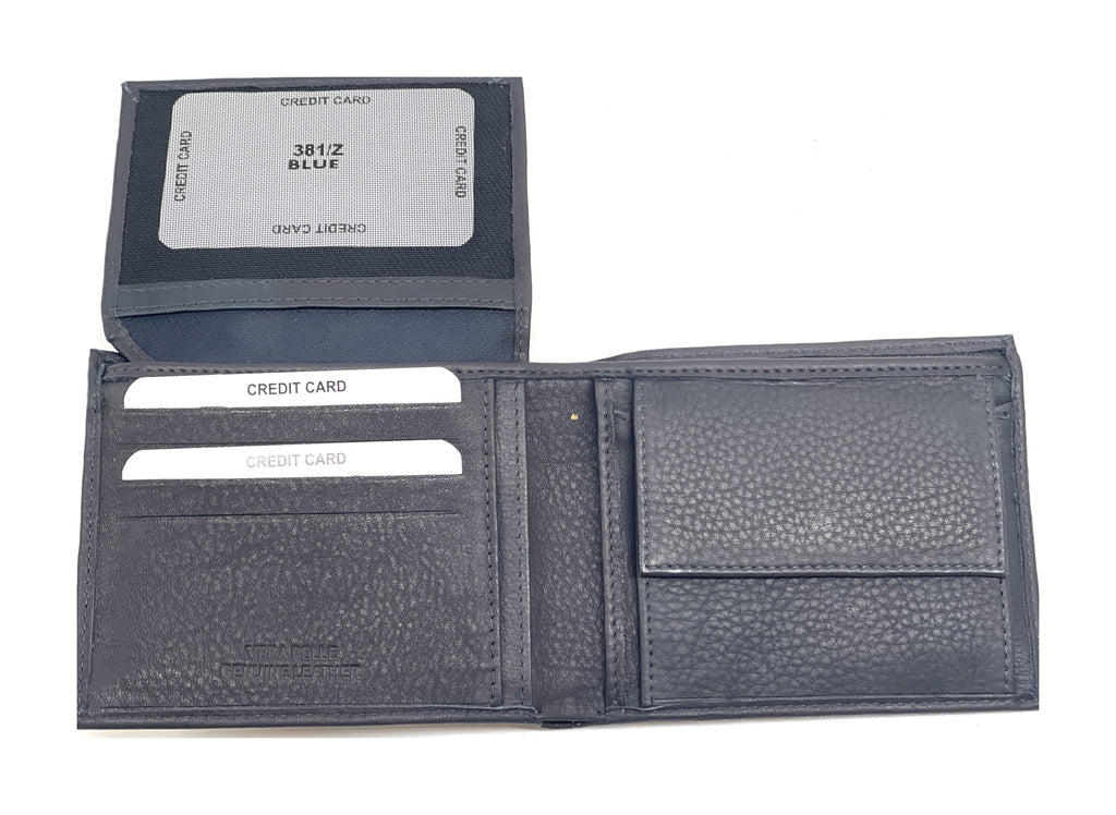 HE464 Navy Pebbled Leather Bifold Wallet