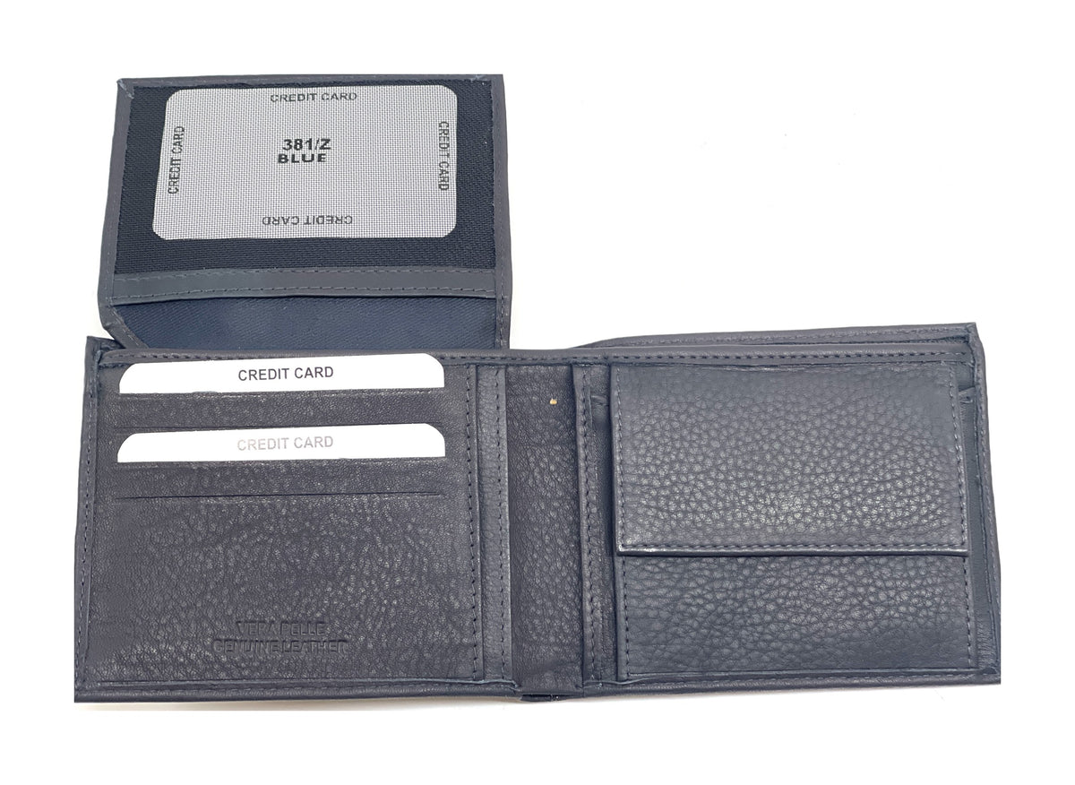 HE464 Navy Pebbled Leather Bifold Wallet