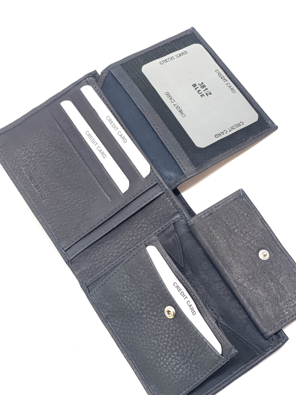 HE464 Navy Pebbled Leather Bifold Wallet