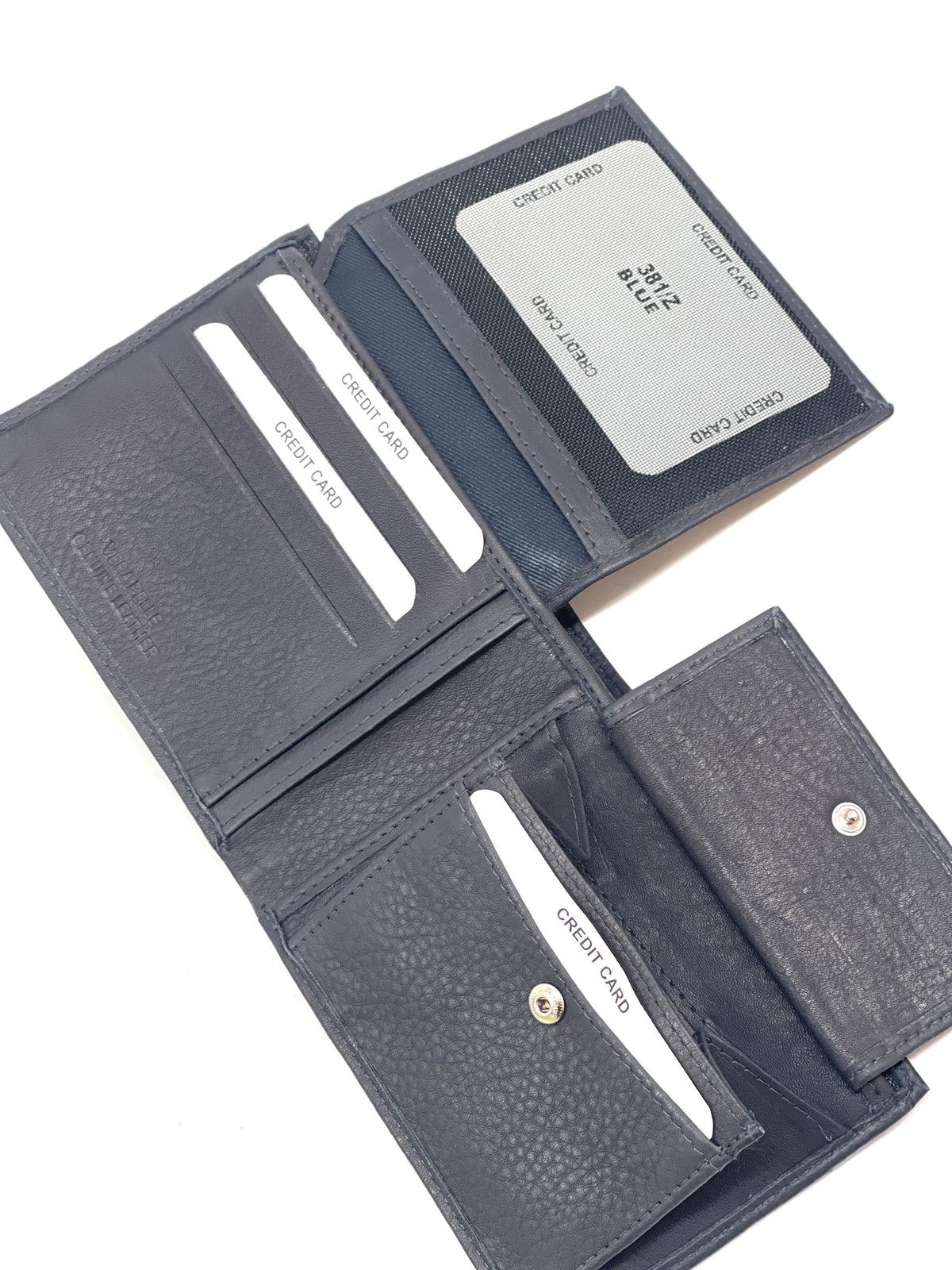 HE464 Navy Pebbled Leather Bifold Wallet