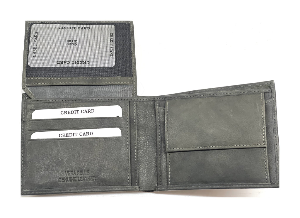 HE465 Slate Grey Pebbled Bifold Wallet