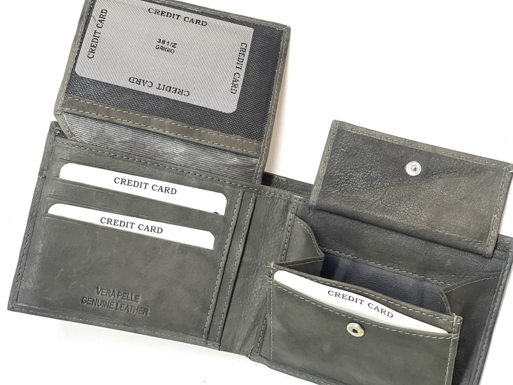 HE465 Slate Grey Pebbled Bifold Wallet