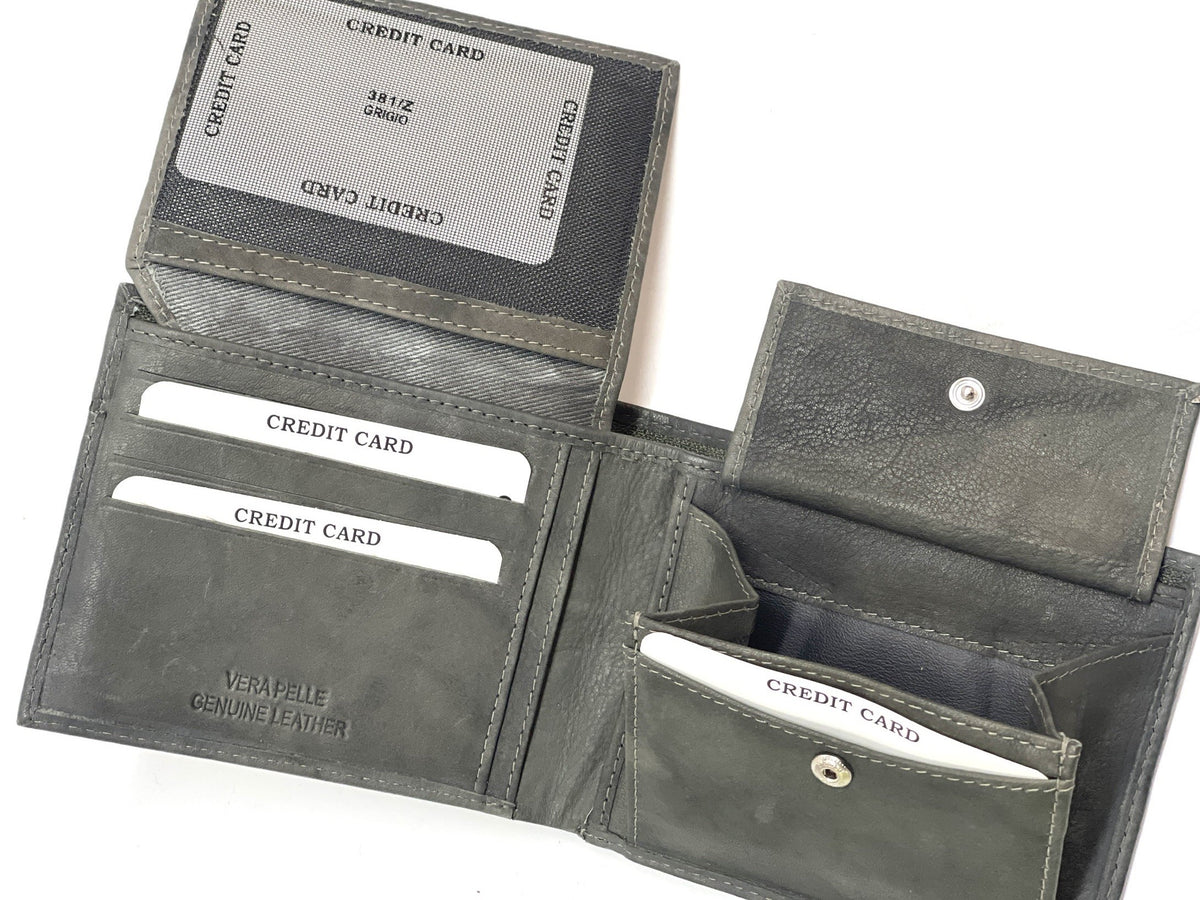 HE465 Slate Grey Pebbled Bifold Wallet
