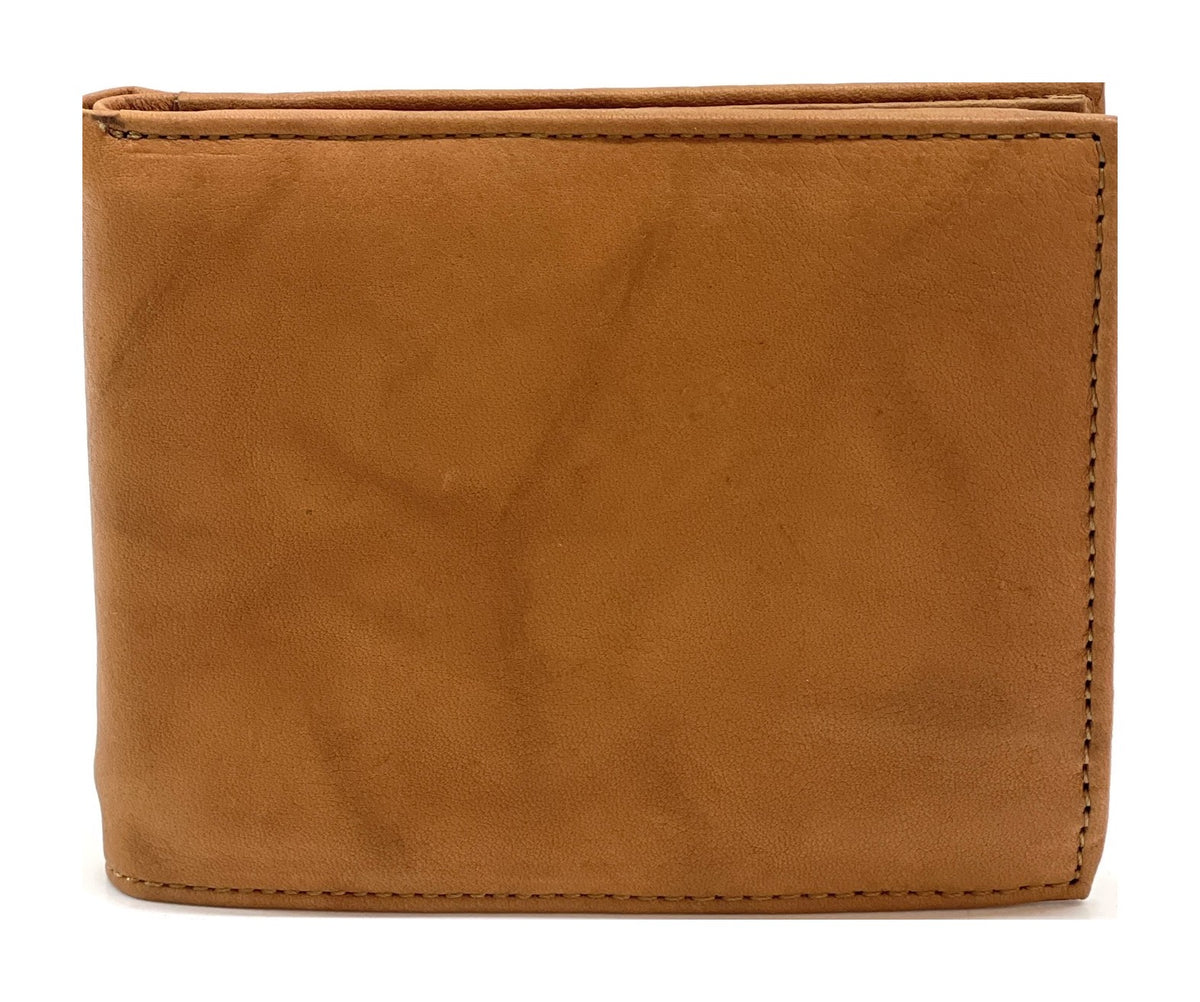 HE466 Tan Pebbled Leather Bifold Wallet