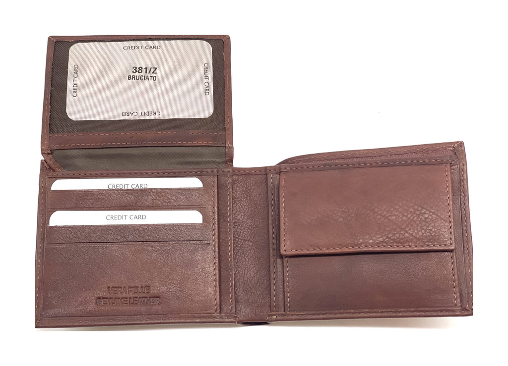 HE467 Chestnut Brown Pebbled Bifold Wallet