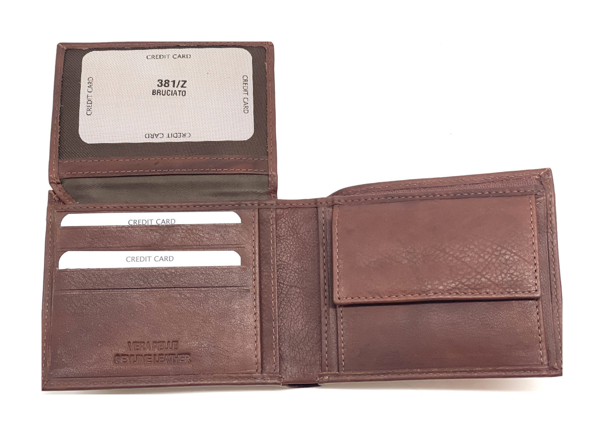 HE467 Chestnut Brown Pebbled Bifold Wallet