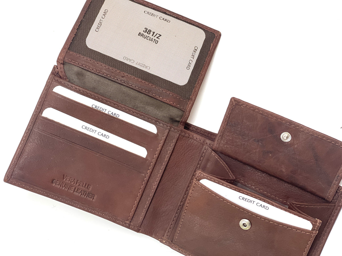HE467 Chestnut Brown Pebbled Bifold Wallet