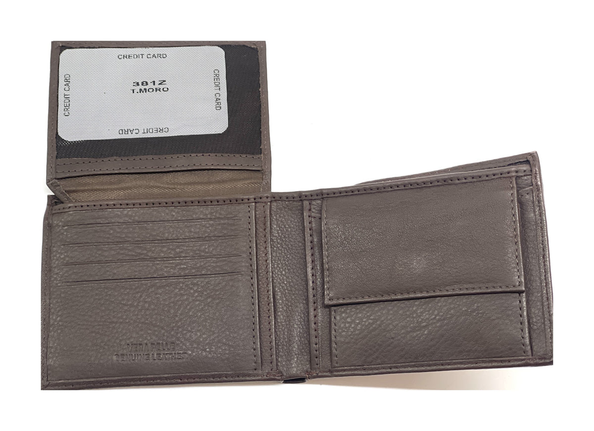 HE468 Dark Brown Pebbled Bifold Wallet
