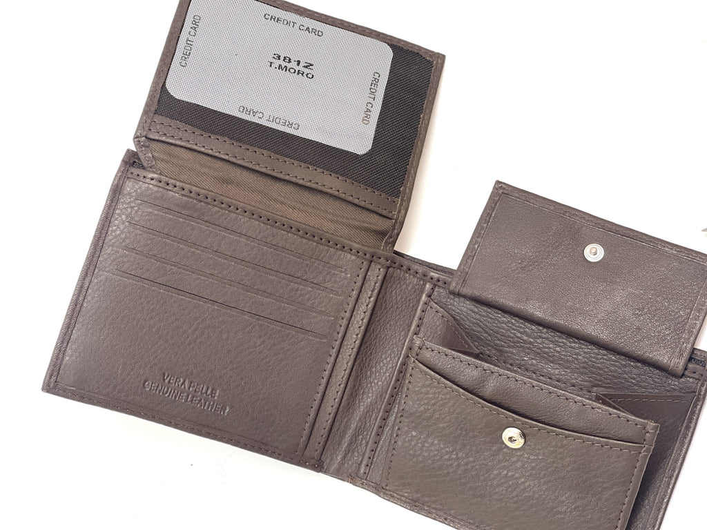 HE468 Dark Brown Pebbled Bifold Wallet