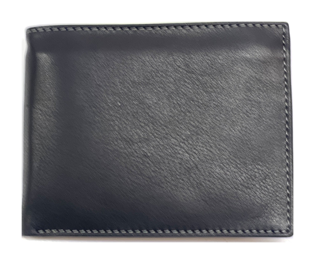 HE469 Black Pebbled Leather Bifold Wallet