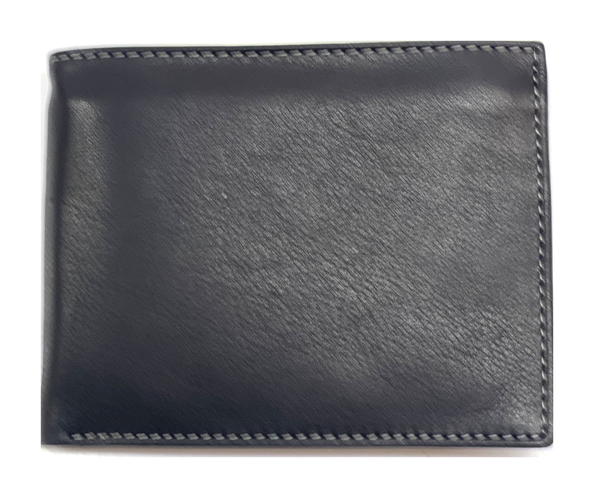 HE469 Black Pebbled Leather Bifold Wallet