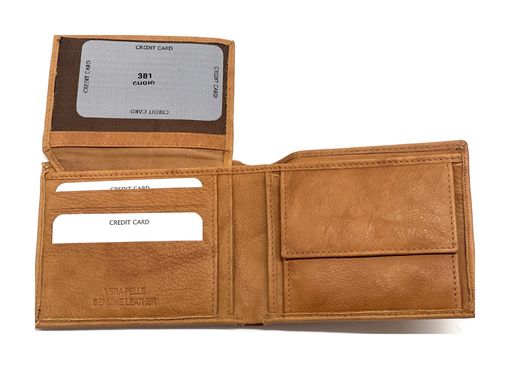 HE472 Tan Flip ID Bifold Wallet