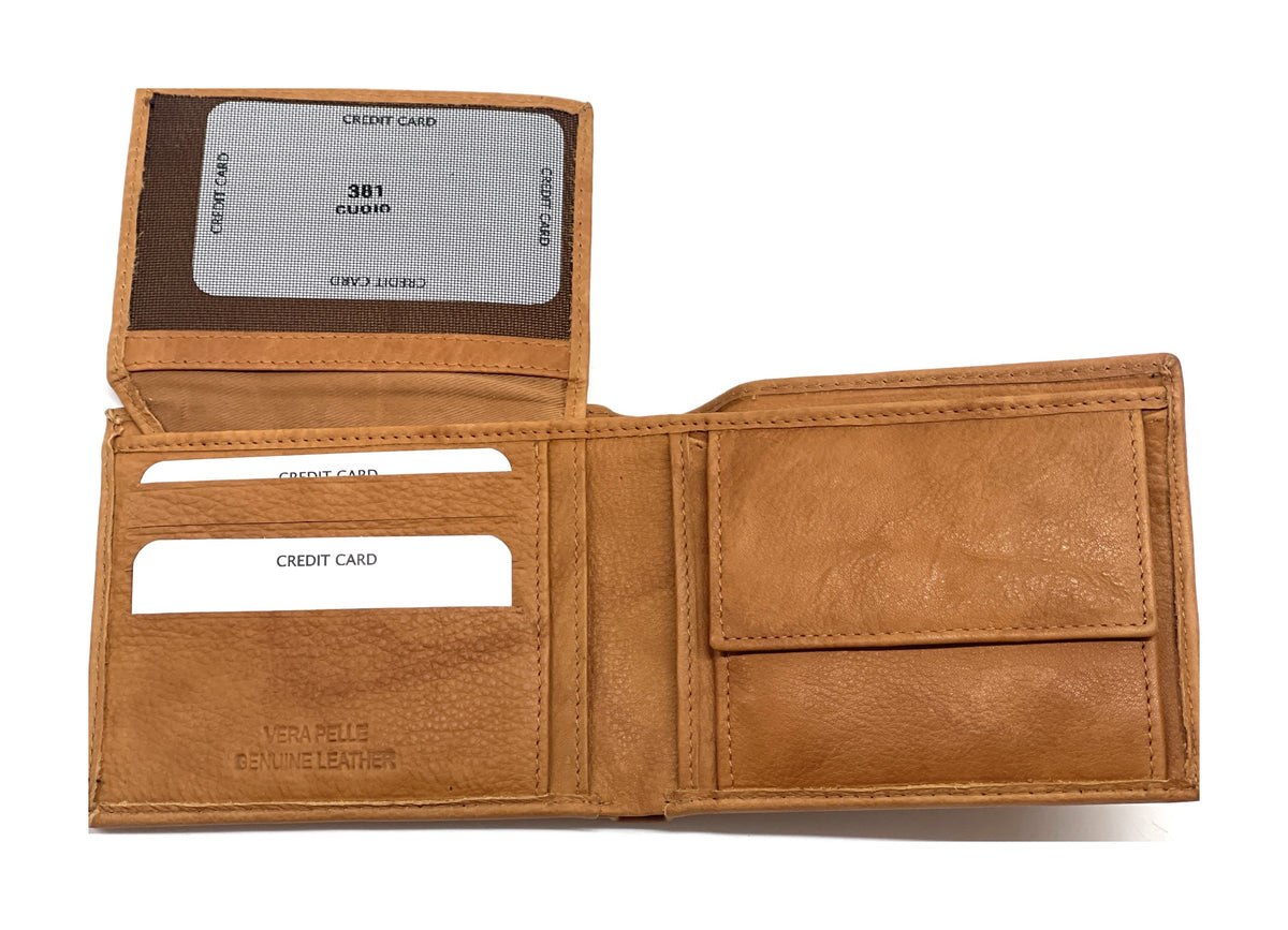 HE472 Tan Flip ID Bifold Wallet
