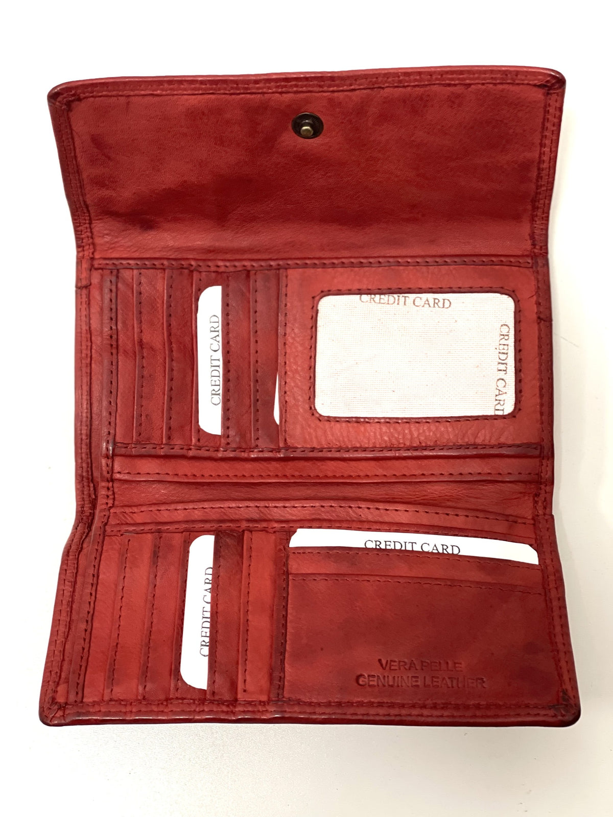 HE474 Red Washed Continental Wallet