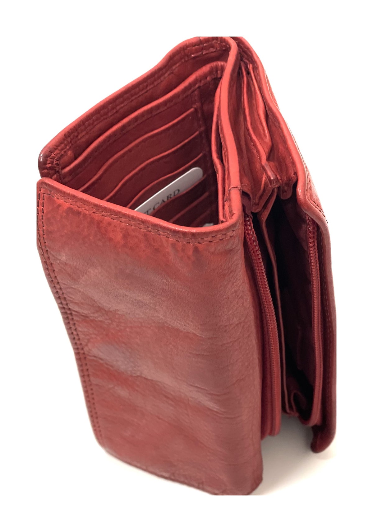 HE474 Red Washed Continental Wallet