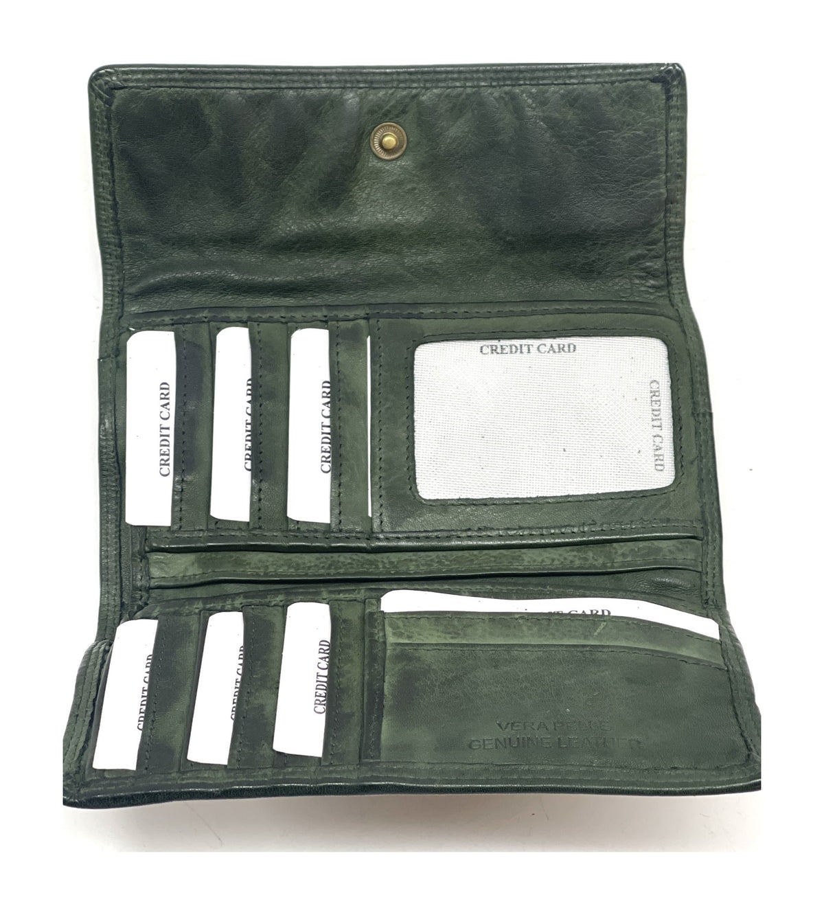 HE475 Forest Green Washed Continental Wallet