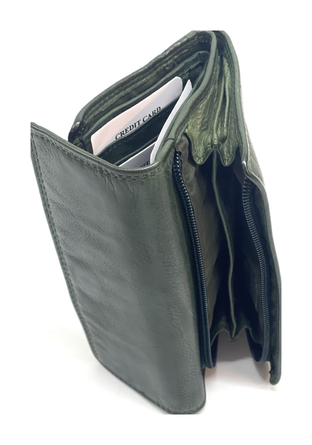 HE475 Forest Green Washed Continental Wallet