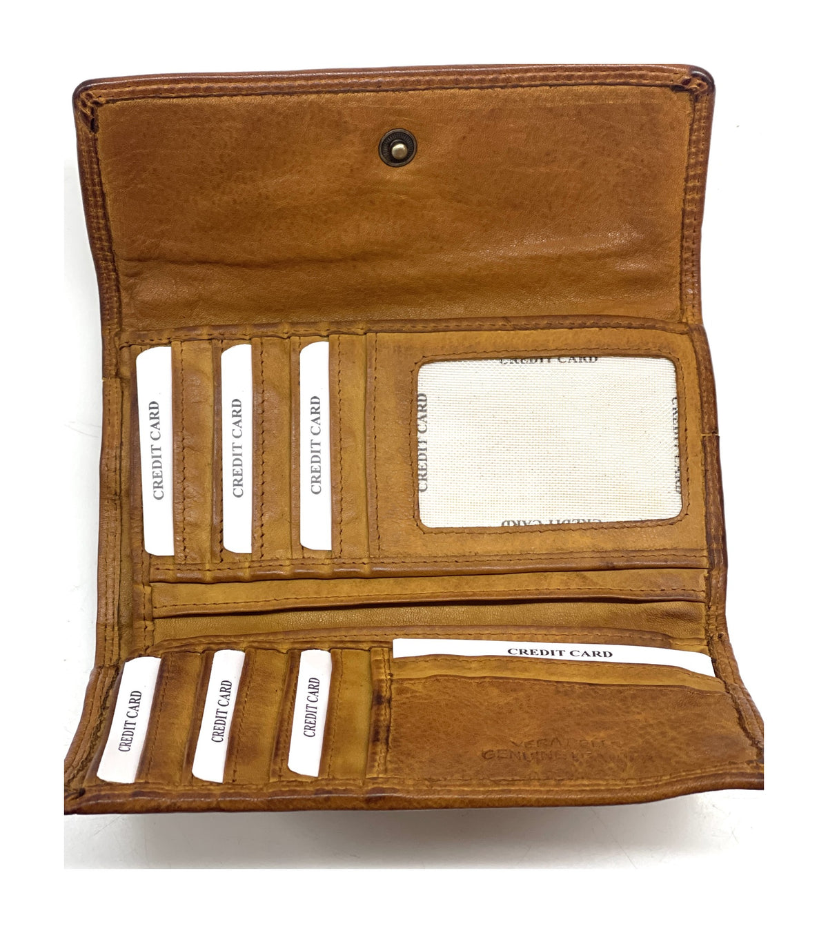 HE476 Cognac Washed Continental Wallet