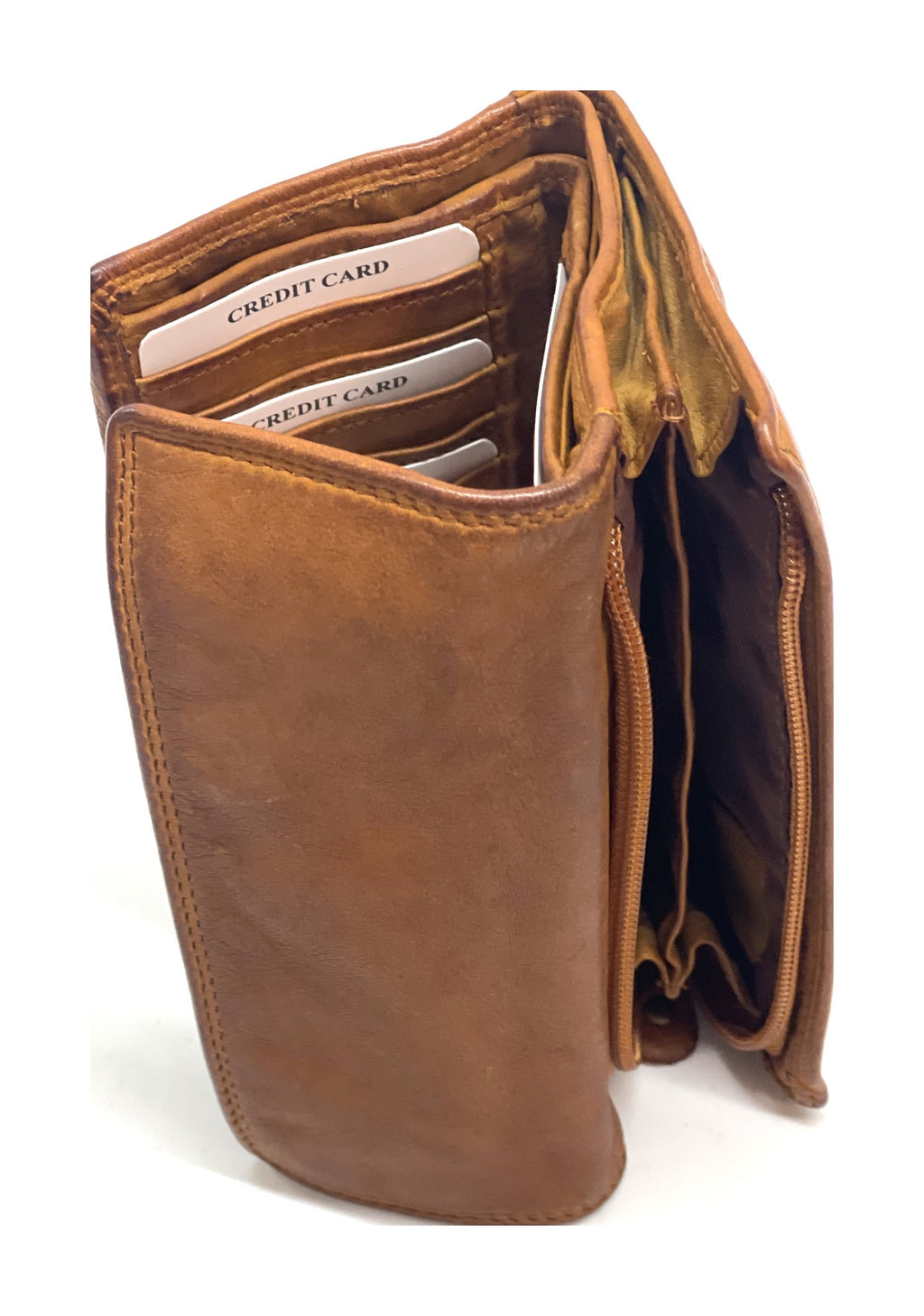 HE476 Cognac Washed Continental Wallet