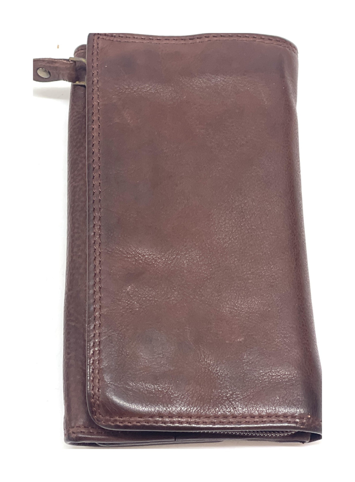 HE477 Mahogany Brown Washed Leather Continental Wallet