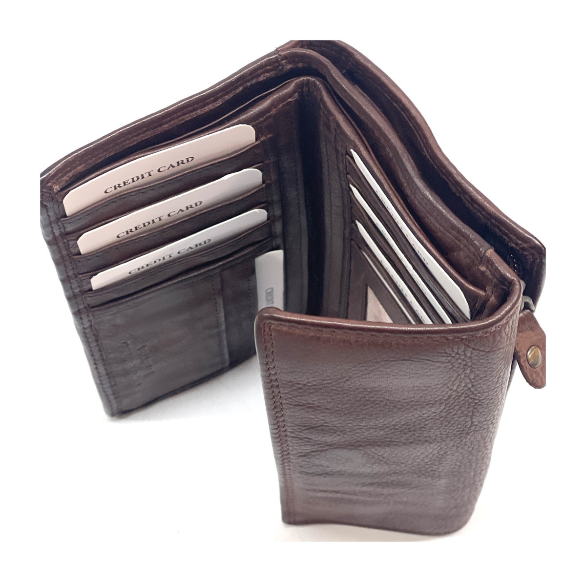 HE477 Mahogany Brown Washed Leather Continental Wallet