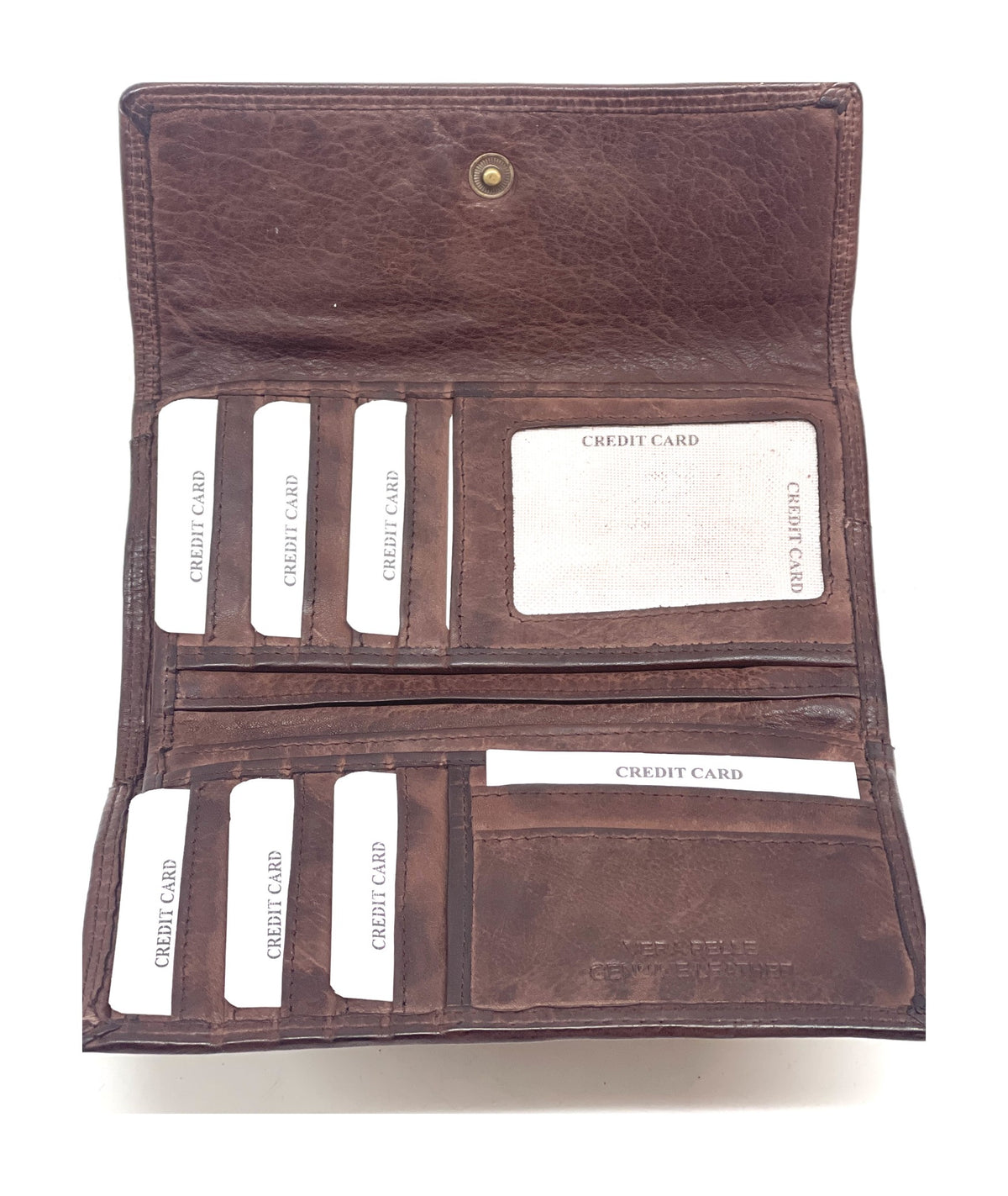 HE477 Mahogany Brown Washed Leather Continental Wallet