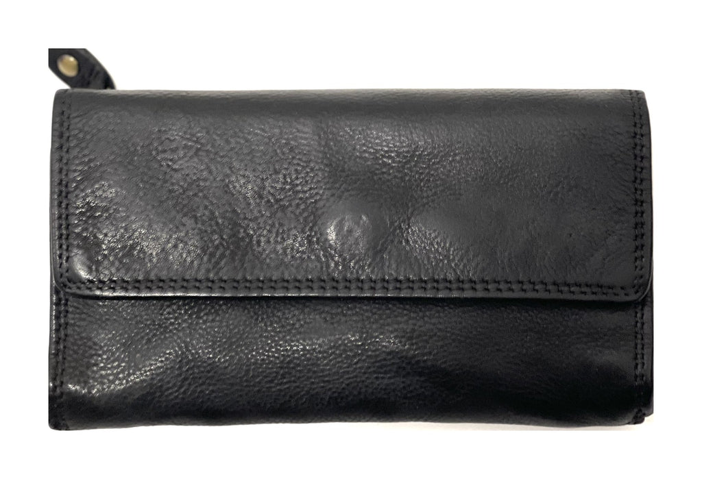 HE478 Black Washed Continental Wallet