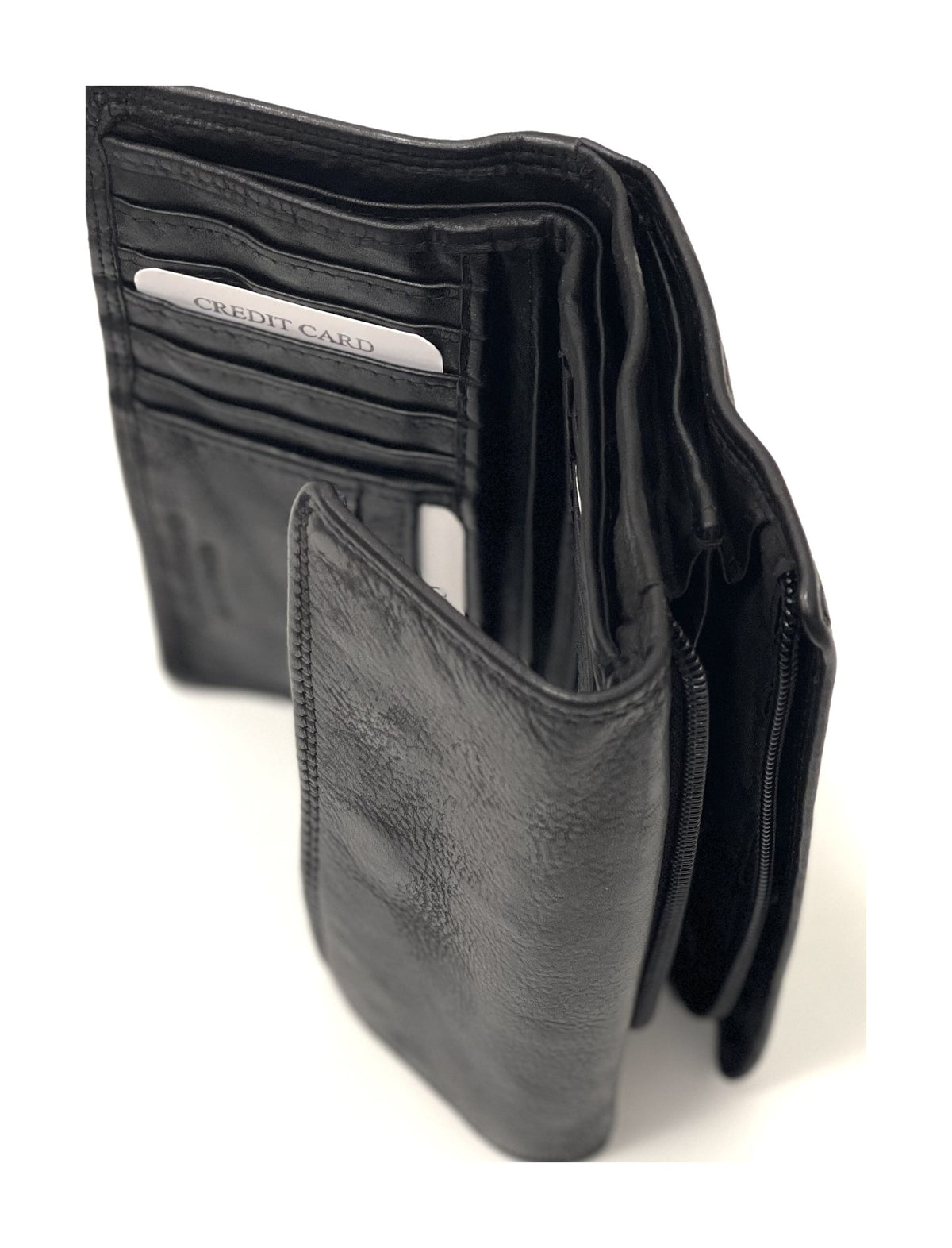 HE478 Black Washed Continental Wallet