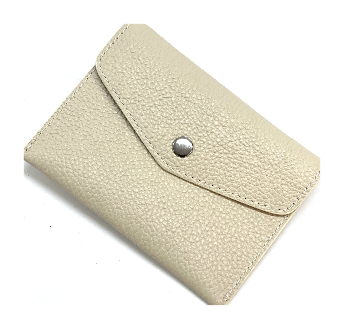 HE481 Cream Small Leather Envelope Wallet