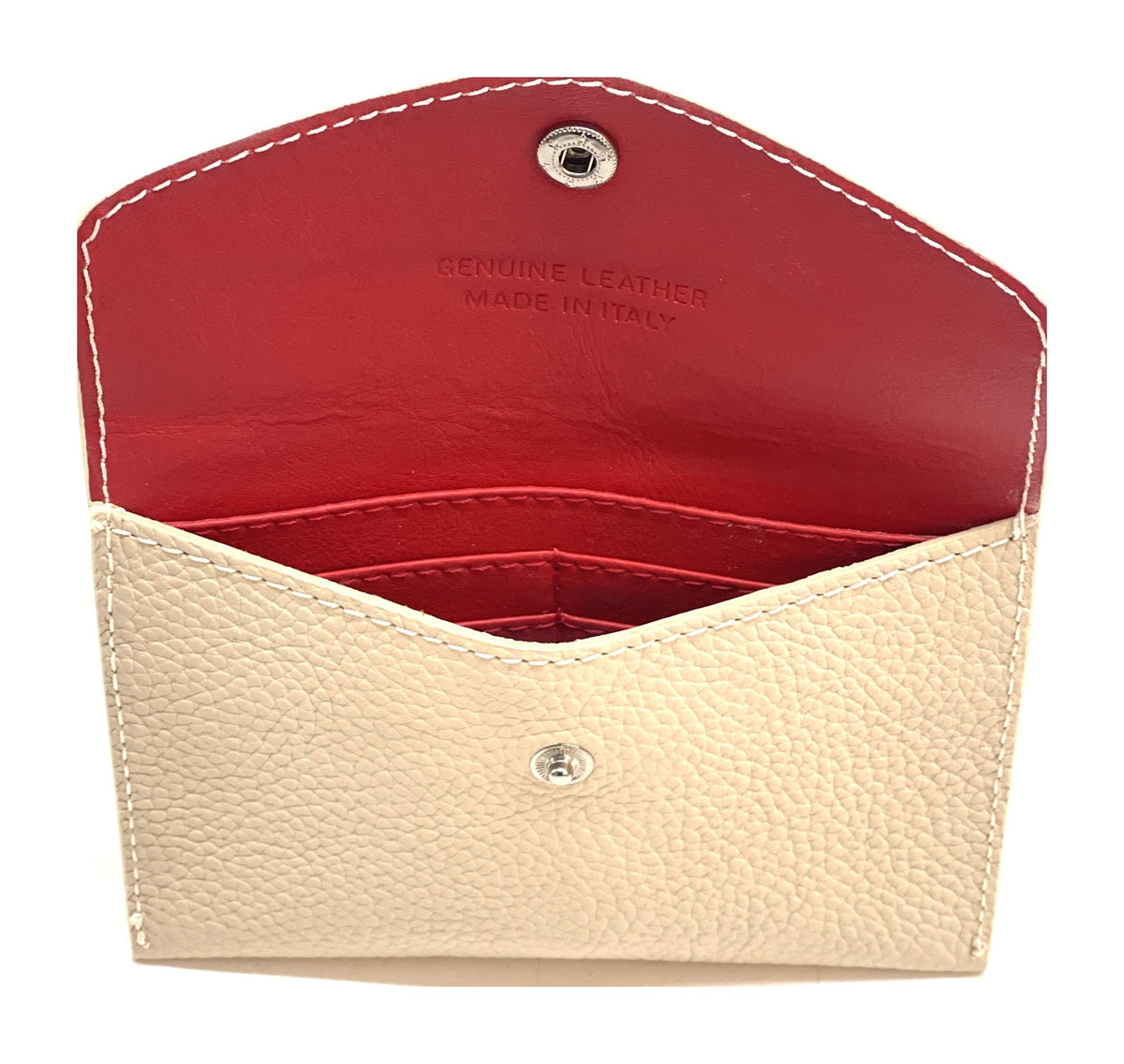 HE481 Cream Small Leather Envelope Wallet
