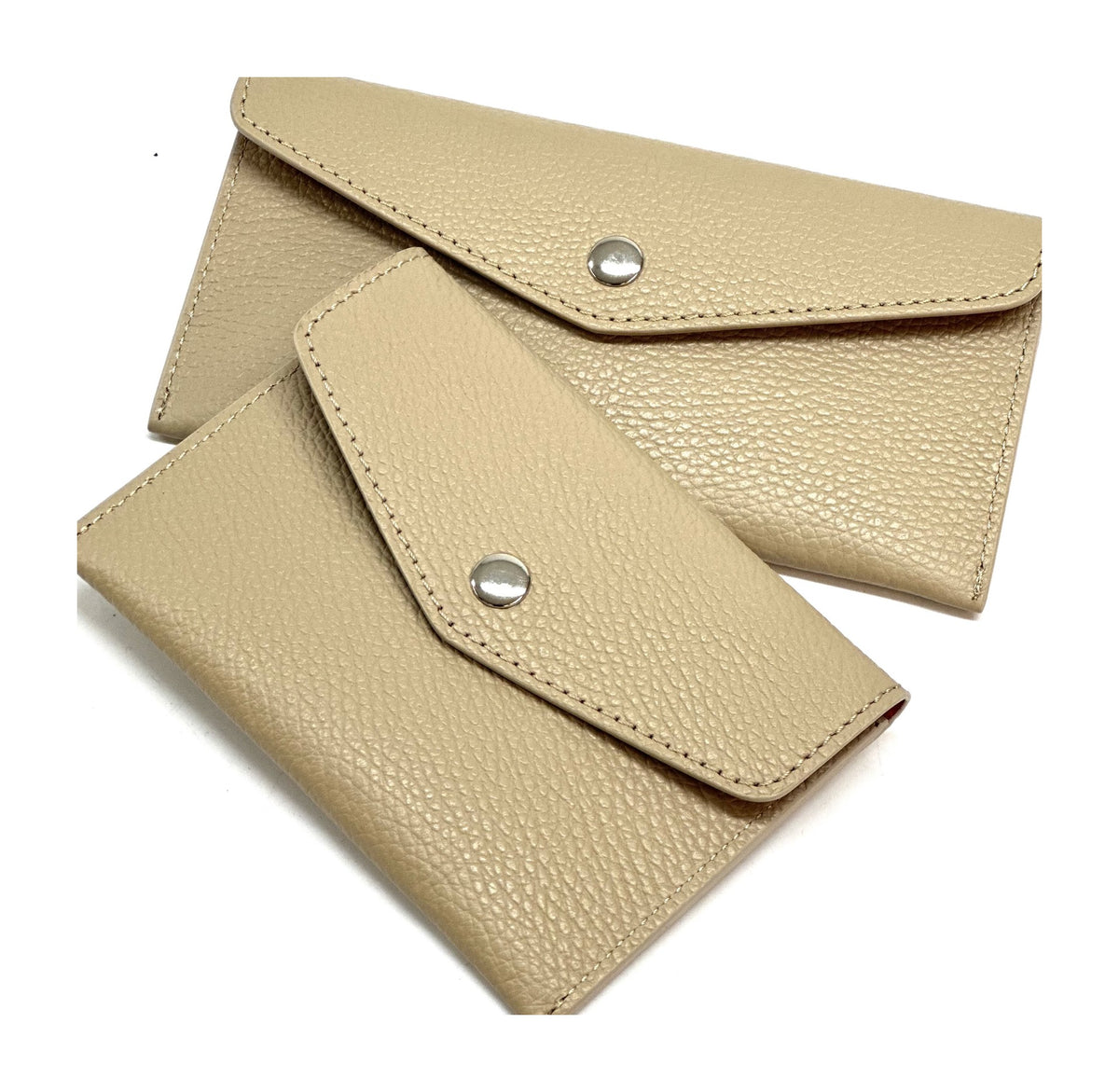 HE484 Light Taupe Small Leather Envelope Wallet