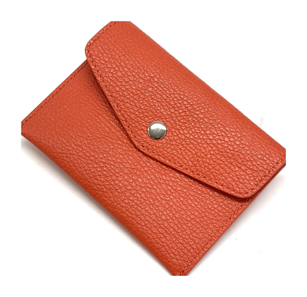 HE504 Coral Orange Small Leather Envelope Wallet