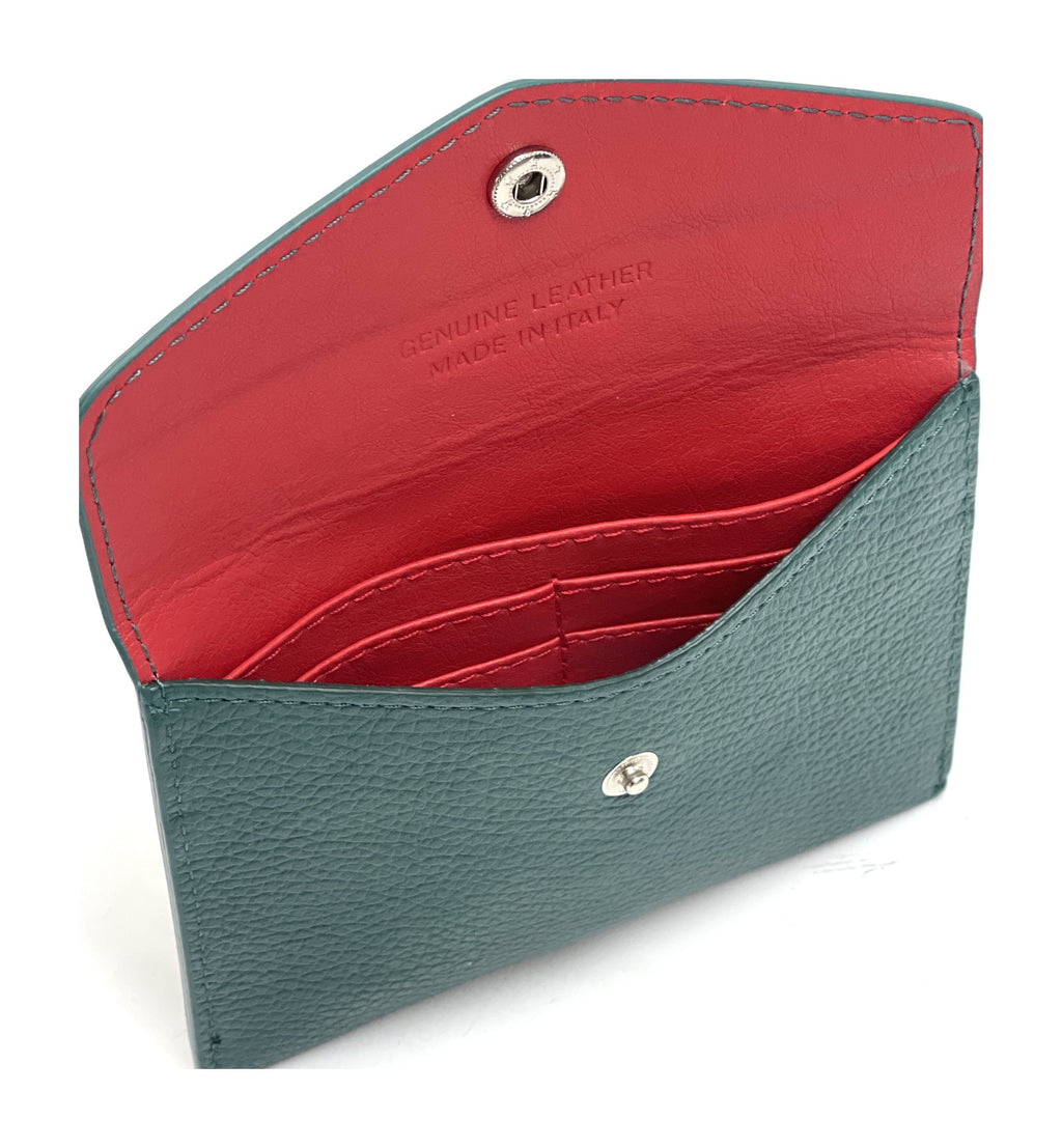 HE510 Peacock Green Small Leather Envelope Wallet