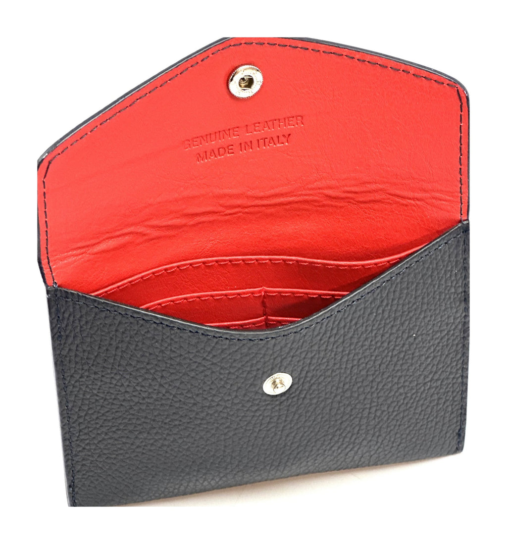 HE518 Navy Small Leather Envelope Wallet