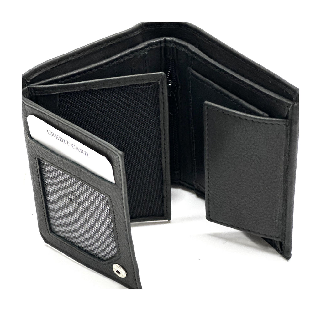 HE520 Black Vertical Trifold Wallet