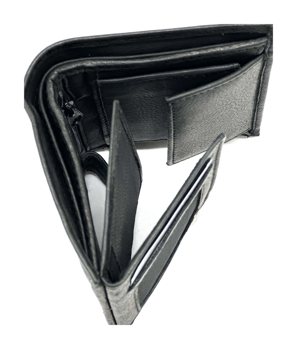 HE520 Black Vertical Trifold Wallet