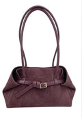 HE532 Burgundy Belted Suede Shoulder Bag