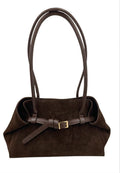 HE535 Brown Belted Suede Shoulder Bag