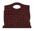 HE538 Burgundy Croc-Embossed Suede Top Handle Bag