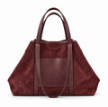 HE551 Burgundy Oversized Suede Tote Bag