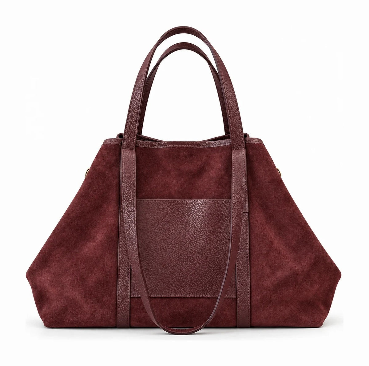 HE551 Burgundy Oversized Suede Tote Bag