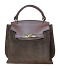 HE562 Brown Flap Suede Top Handle Bag
