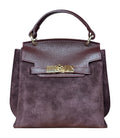 HE563 Burgundy Flap Suede Top Handle Bag