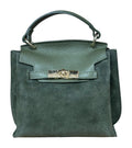 HE564 Military Green Flap Suede Top Handle Bag