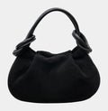 HE580 Black Knotted Suede Top Handle Bag